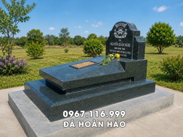 Giá Mộ đá xanh rêu 30 triệu, Mẫu Mộ 2 cấp nguyên khối được lựa chọn nhiều tại Ninh Bình