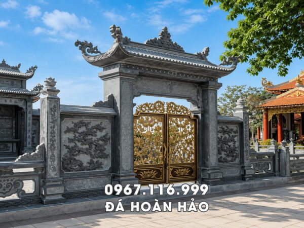 Mẫu Cổng 1 mái (Cổng đá 1 mái) phù hợp với nhiều Công trình tâm linh