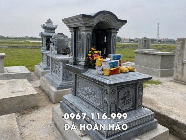 Mẫu Mộ đá 1 mái rộng 81cm x dài 127cm x cao 133cm, Báo giá 25 triệu đồng tại Ninh Bình
