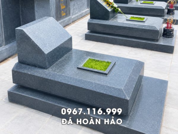 Mẫu Mộ đá granite xanh Bình Định đơn giản, giá mộ đá khoảng 25 triệu đồng