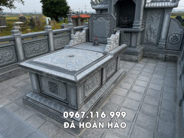 Mẫu Mộ đá kim tĩnh rộng 117cm x dài 217cm - Báo giá Mộ đá chôn 1 lần 60 triệu đồng - Đá Hoàn Hảo Ninh Bình