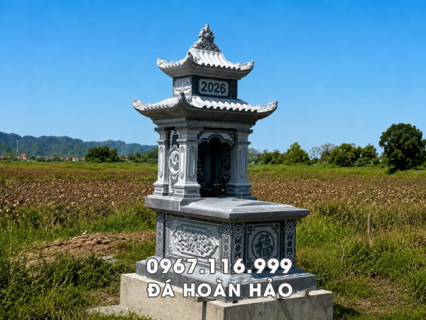 Mộ đá 2 mái rộng 81cm x dài 127cm, giá Mộ 2 mái 40 triệu đồng tại Ninh Bình