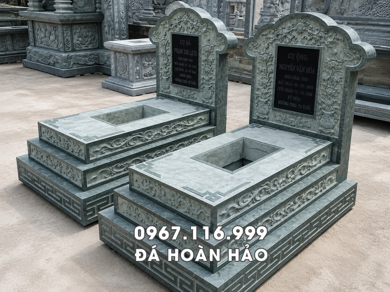 Mẫu Mộ 3 cấp được lựa chọn khi sang cát, cải táng, bốc mộ đặt Mộ đá mới tại Đá Hoàn Hảo.