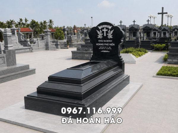 Mẫu Mộ đá Công giáo đá granite Bình Định, Giá Mộ đá 60 triệu - Đá Hoàn Hảo